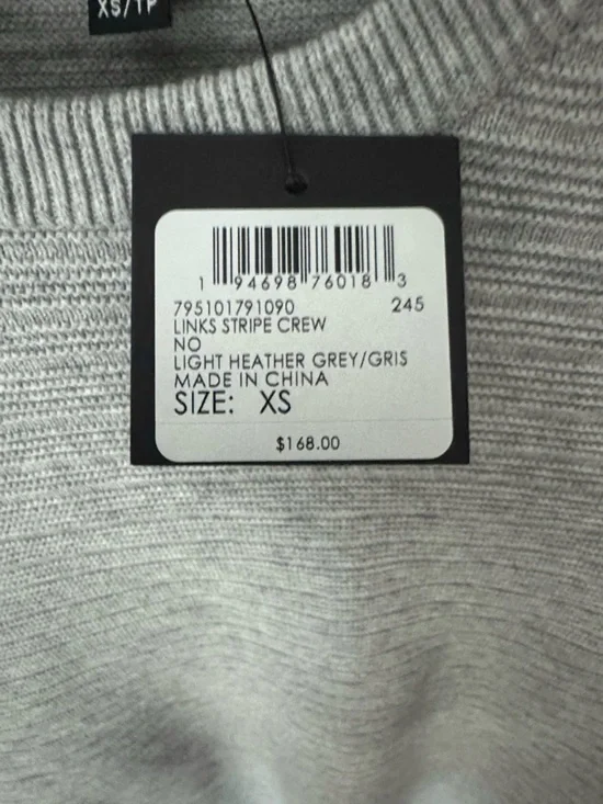 NWT Club Monaco Links Stripe Crew Sweater - Light Grey XS - Picture 5 of 6